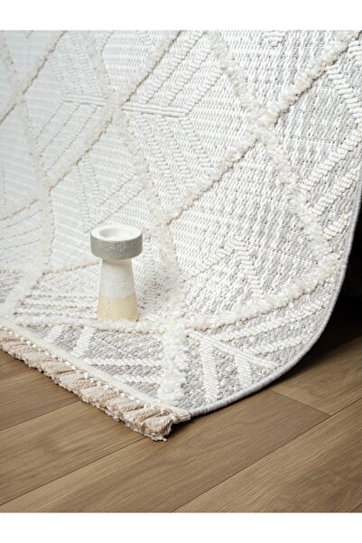 Moqa A Different Carpet Moqa Halı Avanos 1504 Gri Şık ve Modern Loop Dokuma Halı