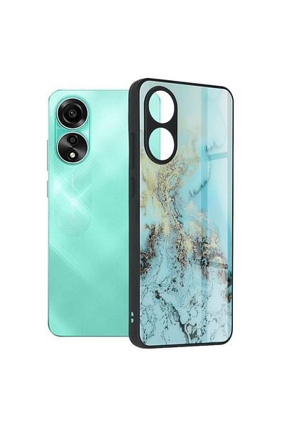 Rao Phone Case Compatible with Oppo A78 4G, Grip, Glaze Series, Premium Lexgard, Sky Blue/Ocean Blue