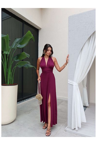 ESRAHELVACI Rochie cu dantela prune