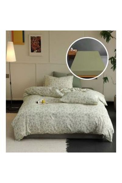 Ralex Lenjerie pat Tricot Bumbac 100% cu husă pentru saltea de 160/180 cm x 200 cm, pilotă 200 x 230 cm,