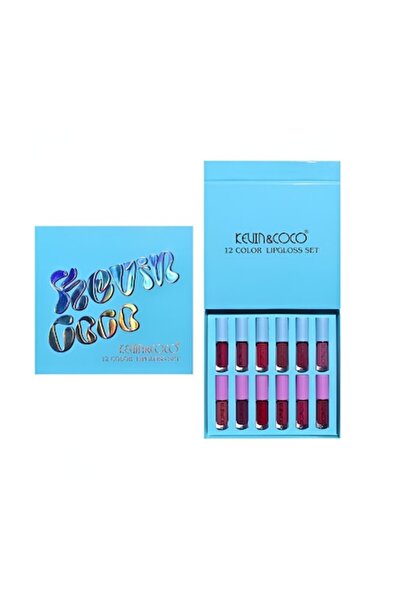 Flo Set Rujuri de Buze, Flo, 12 Culori, Multicolor, LipGloss, Albastru