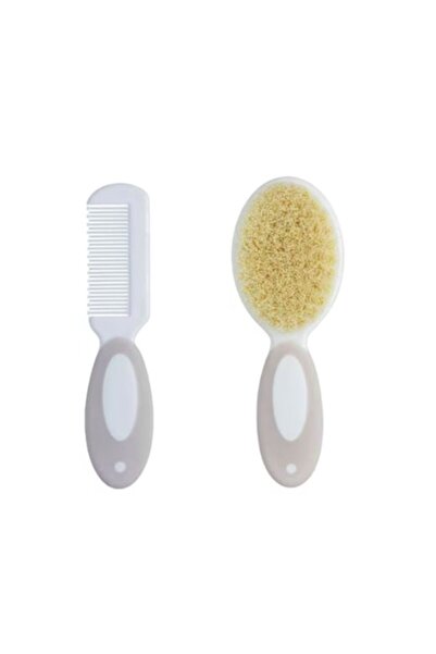 Rao Set perie moale si pieptan bebelusi, 0% BPA, recomandat 0+, culoare alb-bej