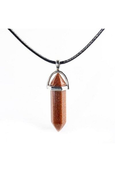 GOBI - Necklace with semiprecious stone hexagonal Sun Stone