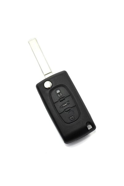 Primlife Carcasă cheie Citroen / Peugeot 307 tip rabatabilă 3 butoane, lamă Va2sh3, cu suport baterie, buton portbagaj