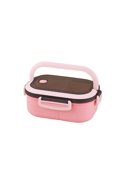 Rao Compartimented and Stacked Food Container with Valve, Plastic, Dimensions 14.5 x 21 x 8 cm, Pink