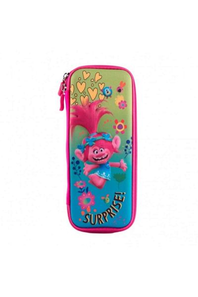 Disney Penar pentru scoala 3D Trolls, 1 Fermoar, 20.5 x 7.5 x 4 cm, Roz