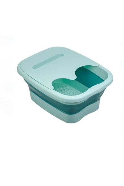 Jumbo Baie de picioare pliabilă din plastic și cadă de masaj relaxantă cu suport pentru telefon mobil, 39x32x17cm, verde