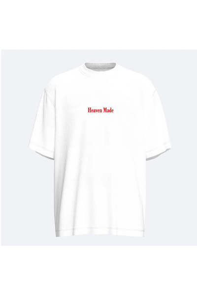 Fandr Store White Oversize Heaven Made Unisex T-Shirt