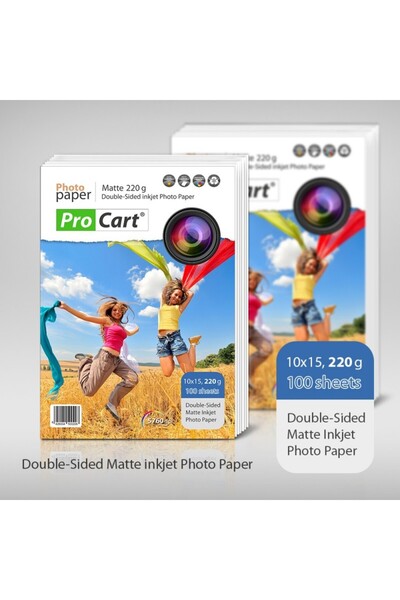 PROCART Hârtie foto 10x15 față-verso 220g cu suprafață mată, 100 de coli