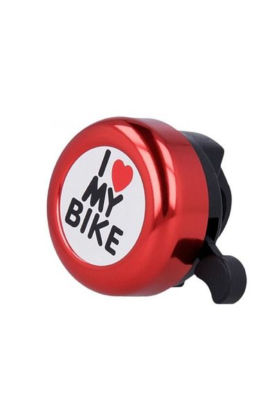 Rao Sonerie mecanică pentru bicicletă „Îmi iubesc bicicleta” din aluminiu, culoare roșie