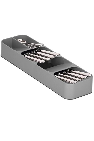 SERSIMO Θήκη οργάνωσης μαχαιροπίρουνων με συρτάρι, 5 τμημάτων, 40x11x5,5cm, γκρι