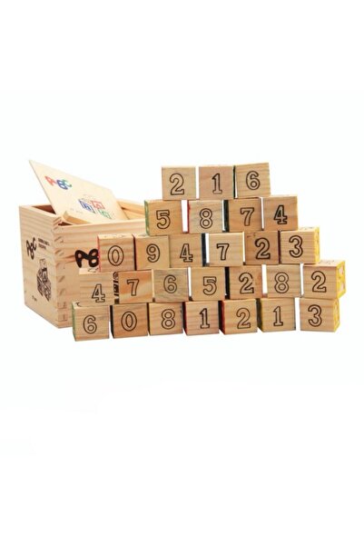 OEM Set de 27 Cuburi Educationale din Lemn, Alfabet si Numere, Multicolor, 11x11x10cm