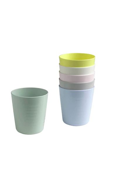 Rao Set de 6 pahare reutilizabile din plastic, 230 ml, potrivite pentru mașina de spălat vase și cuptorul cu microunde, fără BPA, culori pastelate