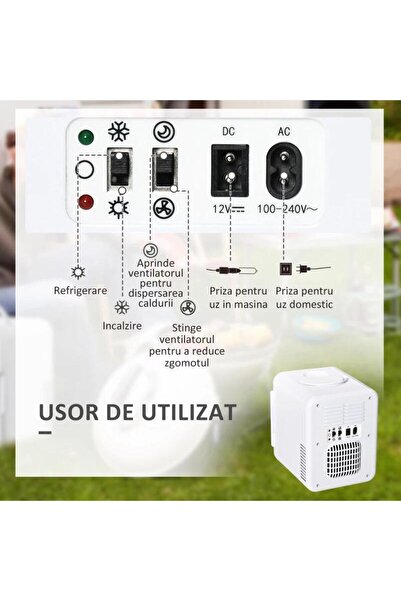 Mercaton Frigider turistic, mini, 12V/220V, alb, 4 L, 25.8&#215;20.5&#215;26.3 cm