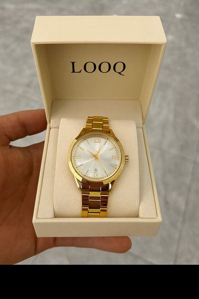 LOOQ ساعة يد نسائية مع تقويم الأرقام الرومانية