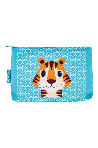 Herlitz Penar plat cu animale drăguțe, culoare multicoloră, material textil, motiv tigru, 22x15x2,5 cm