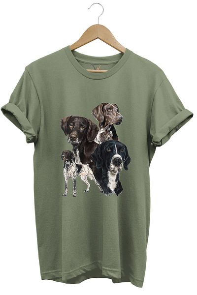 WİDİ Tricou unisex cu vânătoare Hunting Pointer pentru câini de vânătoare, imprimat 100% bumbac, cu croiala normală
