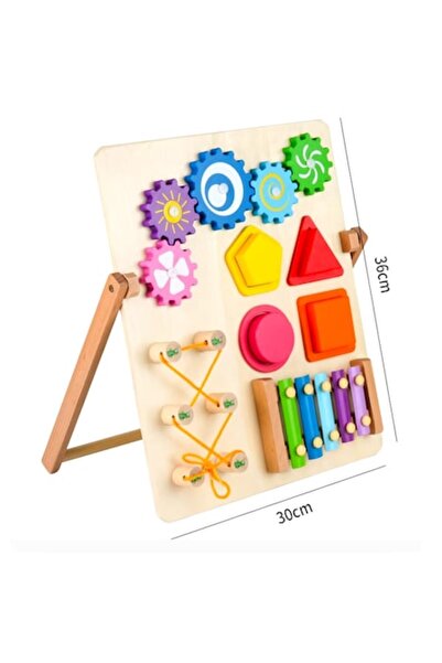 OEM Placă senzorială din lemn Busy Board Montessori, muzicală, cu șiret, sort...