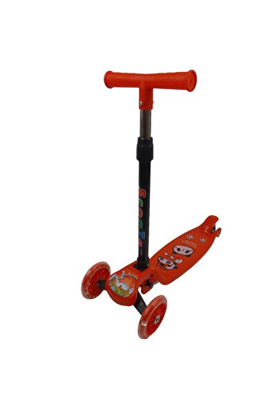 Scooter Metal Scooter for Children, Scooter, 3 silicone wheels with lights, Red, 67x55 cm