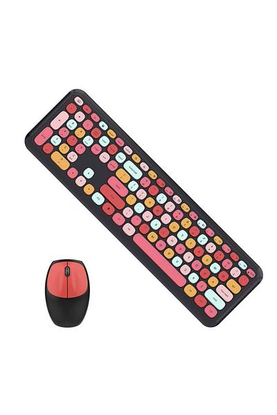 Rao Set tastatură și mouse wireless, 1600 DPI, roșu și negru