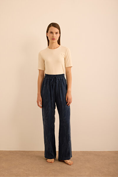 Aker Çiçek Dokulu Beli Lastikli Pijama Altı