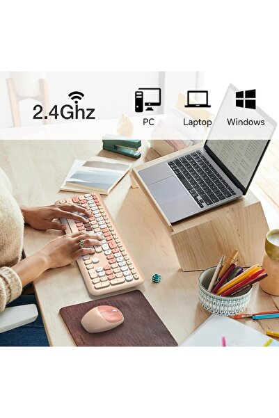 Rao Set tastatura si mouse wireless, 1600 DPI, culoare bej