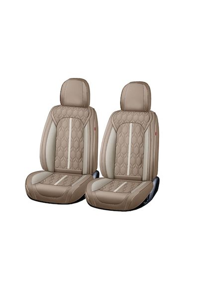 Primlife Huse Auto Premium 5 Locuri Carguard Deluxe Piele Ecologica Perforata Maro Deschis Crem