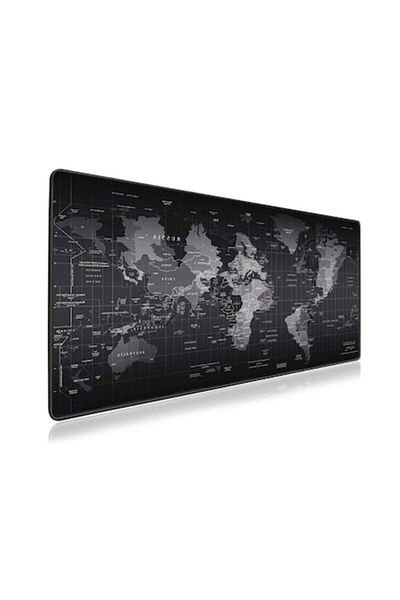 Rao Mousepad XL antiderapant, dimensiuni 80 x 30 cm, model Harta lumii, margini cusute
