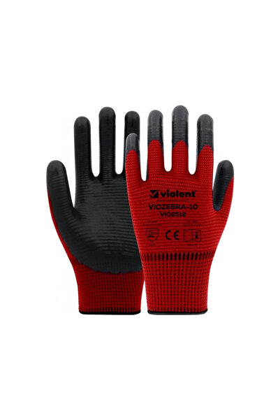 VİOLENT قفازات مبطنة بالنيترايل زيبرا فسفوري (12 قطعة)