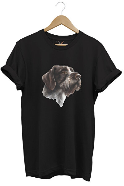 WİDİ تي شيرت للجنسين مطبوع عليه كلب صيد Drahthaar Draktar للصيد مصنوع من القط...