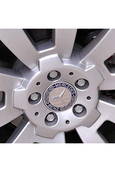 MERCEDES Set de 4 capace de jantă de 75 mm compatibile cu jantele din aliaj Mercedes-Benz argintii/albastre + bec LED auto W5W,