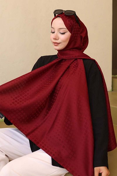 benguen Σάλι ζακάρ με σχέδιο Claret Red İpk107
