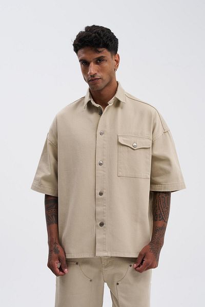 Machinist Men's Oversize Light Beige Shirt