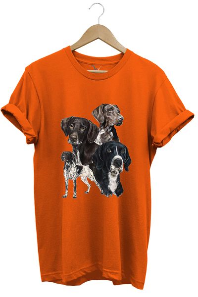 WİDİ Tricou unisex cu vânătoare Hunting Pointer pentru câini de vânătoare, imprimat 100% bumbac, cu croiala normală