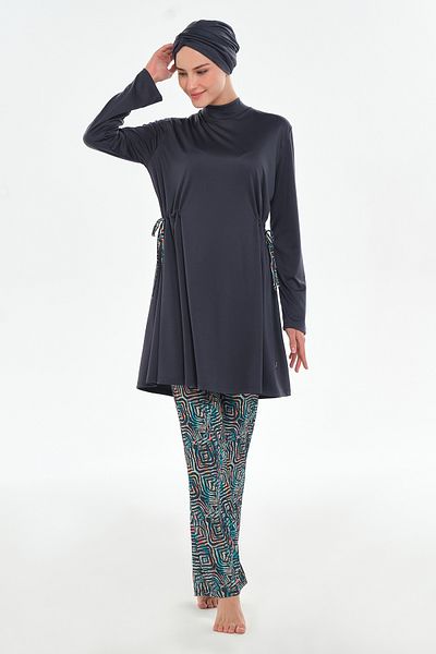 ROZAMAY Costum de baie Hijab cu picioare largi din Lycra acoperit complet 3125 Antracit