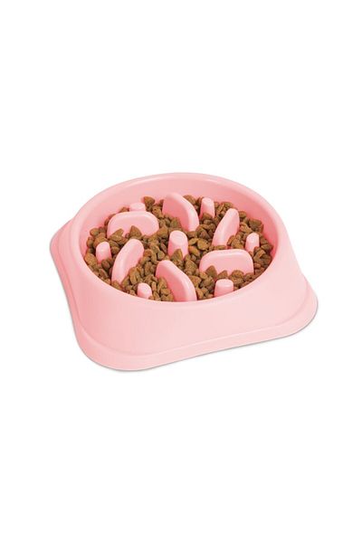 Primlife Bol cu hrănire lentă pentru câini și pisici, 20 x 20 x 4,5 cm, culoare coral