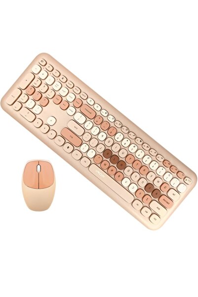 Rao Set tastatura si mouse wireless, 1600 DPI, culoare bej