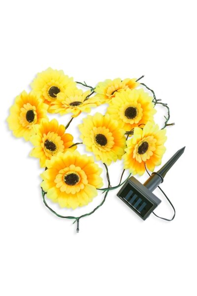 Primlife Bandă LED decorativă cu flori solare, 2 m, 20 LED-uri alb cald, pent...