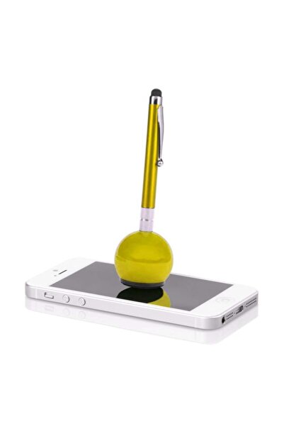 Rao Stylus Pen universal, cu varf de pix, clips si suport pentru birou, culoare galbena