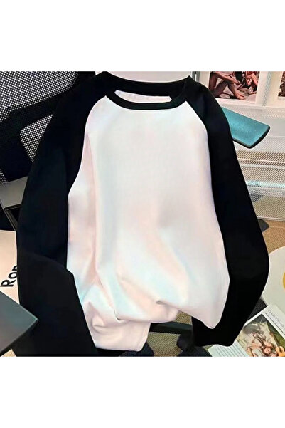 Touz Moda Dragon Ball Raglan Long Sleeve Printed White T-Shirt