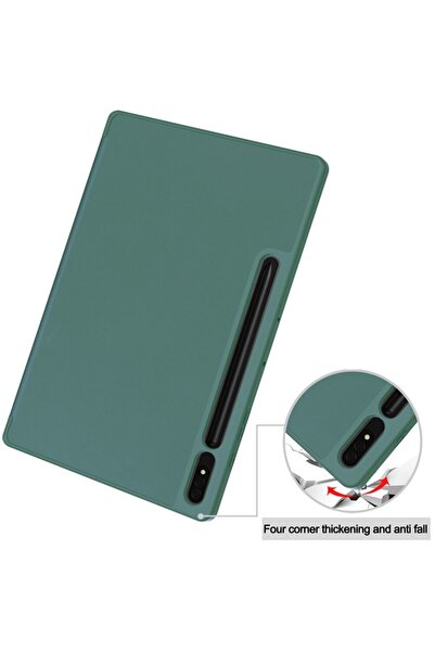Rao Husa compatibila cu Samsung Galaxy Tab S7 Plus/S8 Plus, Flex Trifold, F46, TPU, Intense Green
