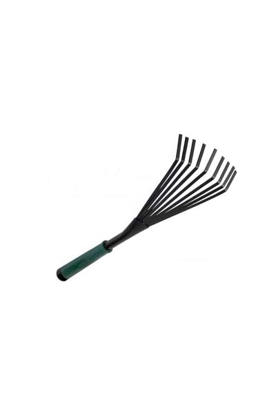 Rao Greblă mini pentru grădinărit, din metal, lungime 40 cm, culoare negru-verde