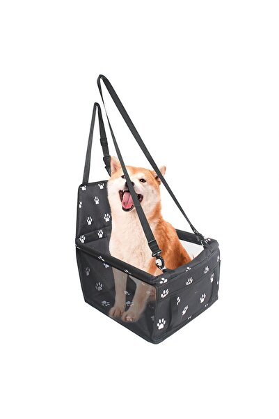 Flippy Pet Car Support with Seat Attachment and Seat Belt, Black Print, 40x32x42 cm