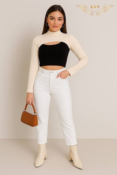 ALDAİR Neck Collar Sleeve Beige