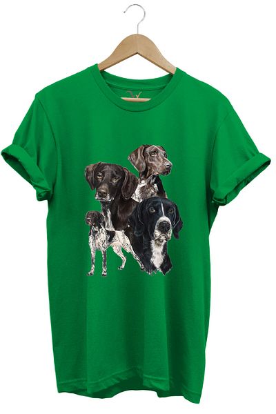 WİDİ Tricou unisex cu vânătoare Hunting Pointer pentru câini de vânătoare, imprimat 100% bumbac, cu croiala normală