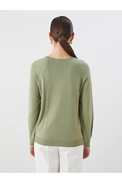 LC Waikiki LCWAIKIKI Pulover de tricotaj pentru femei, cu decolteu clasic, floral (W5)