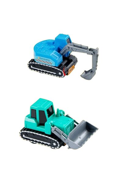Diecast Set 2 Mașinuțe de jucărie, Seria Inginerie Construcții, Excavator și Buldozer, 3 ani +