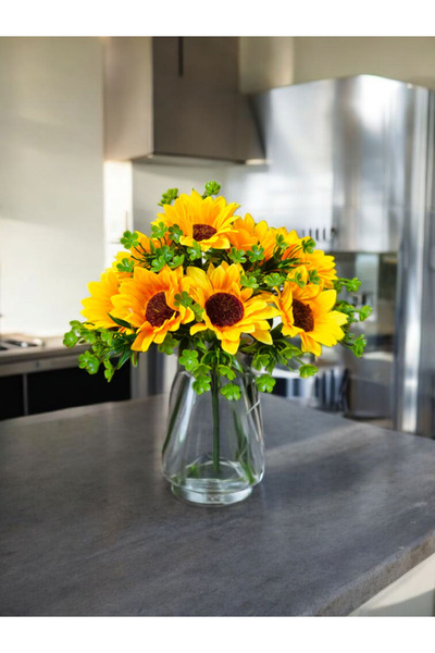 MD Aspiz Flowers باقة زهور عباد الشمس الاصطناعية الفاخرة 10Lu (بدون وعاء) باق...