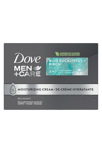 Dove MEN + CARE Bar منظف 3 في 1 للجسم والوجه والحلاقة برائحة الأوكالبتوس الأزرق، 8 قطع