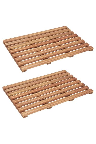 vidaxl Bath Mats 2 pcs Solid Acacia Wood 56x37 cm